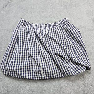 J.Crew Womens Skirt Size S Navy Blue White Gingham A-Line Elastic Waist Cotton